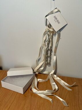 David's Bridal Ivory Ribbon and Crystal Accent Sash